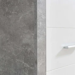Storck Kleiderschrank 151cm mit 3 Türen und 2 Schubladen und Spiegel - Beton/Weiß