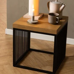 Emob Strington Beistelltisch - 40x40x42 cm - Wildeiche/schwarz