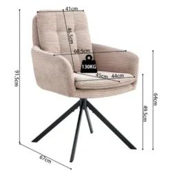 Rousseau Stuhl Luna | 61 x 67 x 92 cm | Farbe Sand