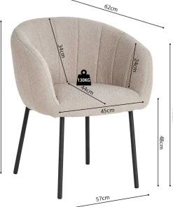 Rousseau Stuhl Sevilla Bouclé Sand | Metallbeine H-H 79 x B-L 57 x T-P 62 cm