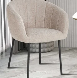 Rousseau Stuhl Sevilla Bouclé Sand | Metallbeine H-H 79 x B-L 57 x T-P 62 cm