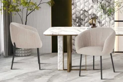 Rousseau Stuhl Sevilla Bouclé Sand | Metallbeine H-H 79 x B-L 57 x T-P 62 cm