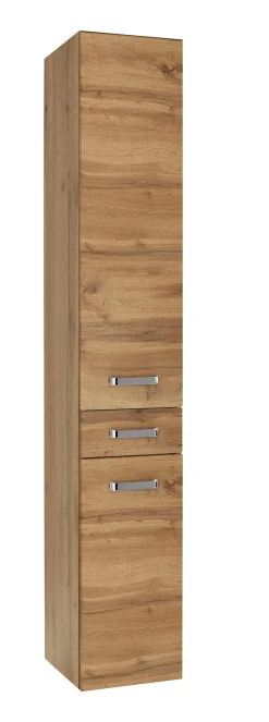 Säulenschrank Bobbi hoch 30cm 2 Türen und 1 Schublade - Eiche