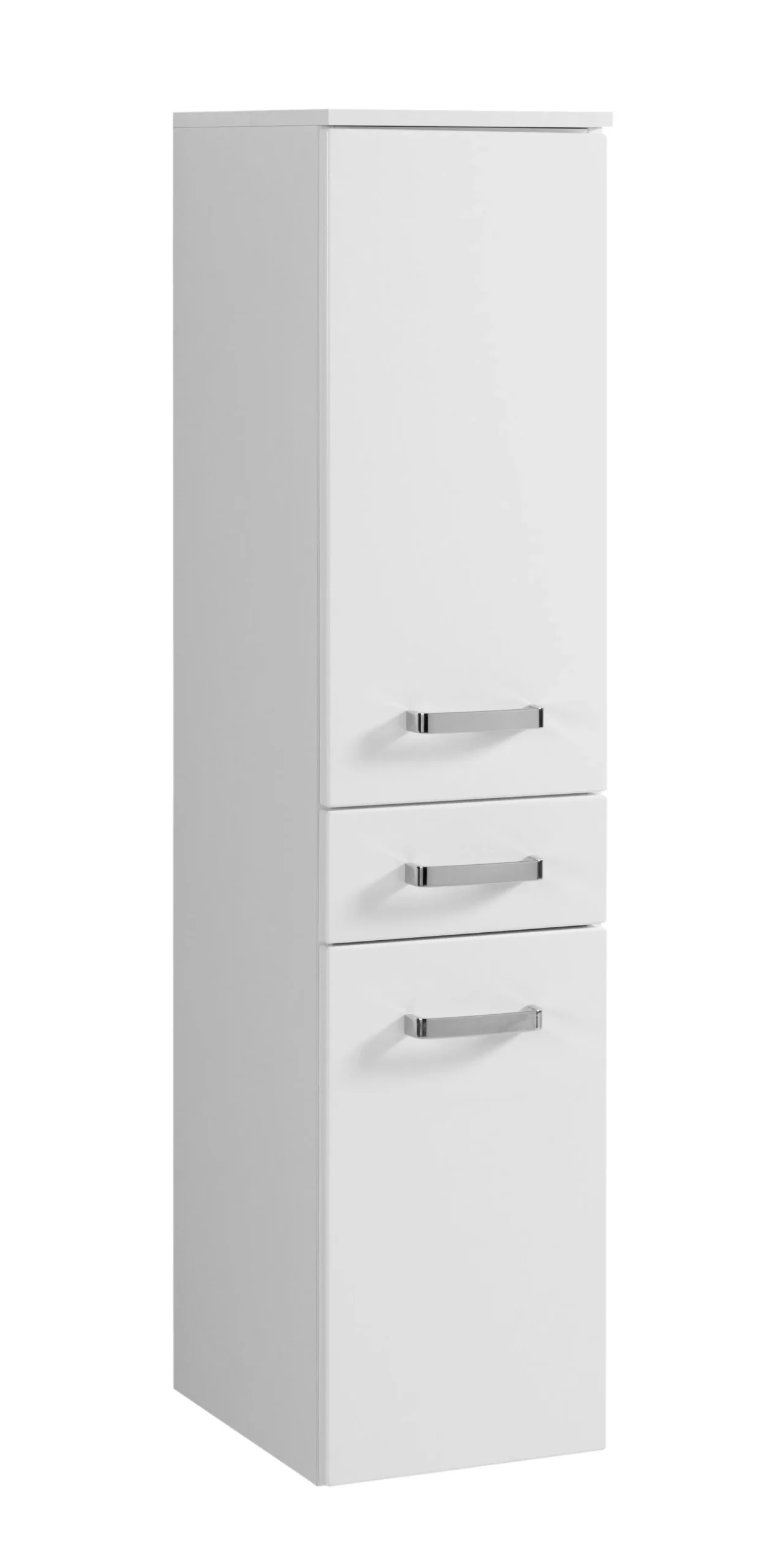 Säulenschrank Bobbi niedrig 30cm 2 Türen und 1 Schublade - weiß
