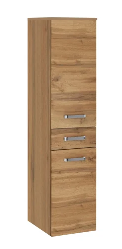 Säulenschrank Bobbi niedrig 30cm 2 Türen und 1 Schublade - Eiche