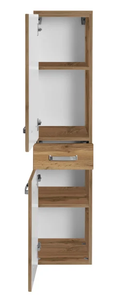Säulenschrank Bobbi niedrig 30cm 2 Türen und 1 Schublade - Eiche