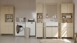 Säulenschrank Cougar - 84x33x185cm - 5 Türen und 1 Schublade - Eiche