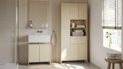 Säulenschrank Cougar - 84x33x185cm - 5 Türen und 1 Schublade - Eiche