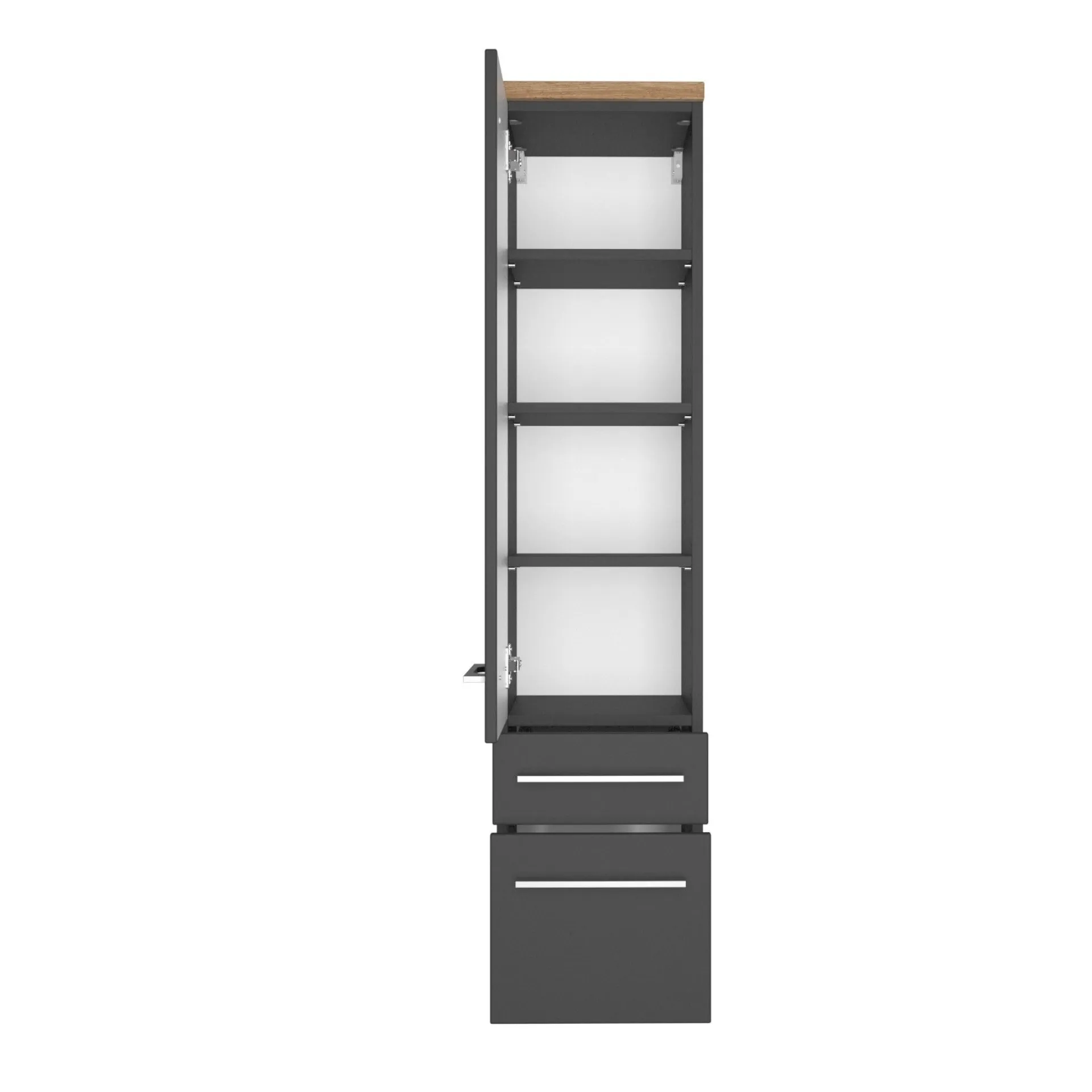 Held Säulenschrank Dasa 30cm mit 1 Tür und 2 Schubladen - graphit/matt