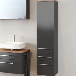 Held Säulenschrank Dasa 30cm mit 1 Tür und 2 Schubladen - graphit/matt