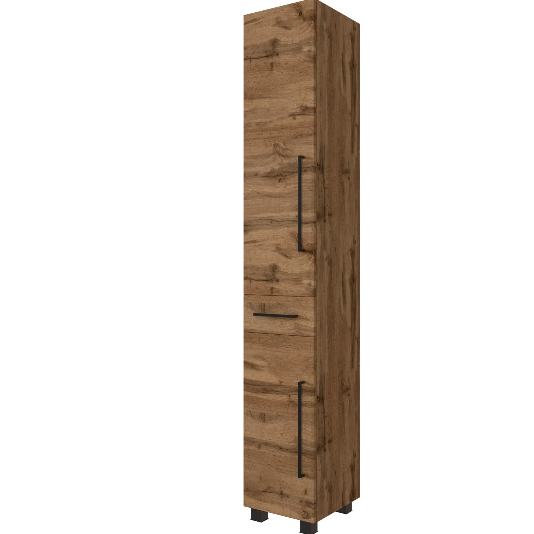 Säulenschrank Dusan mit 2 Türen und 1 Schublade - Eiche wotan