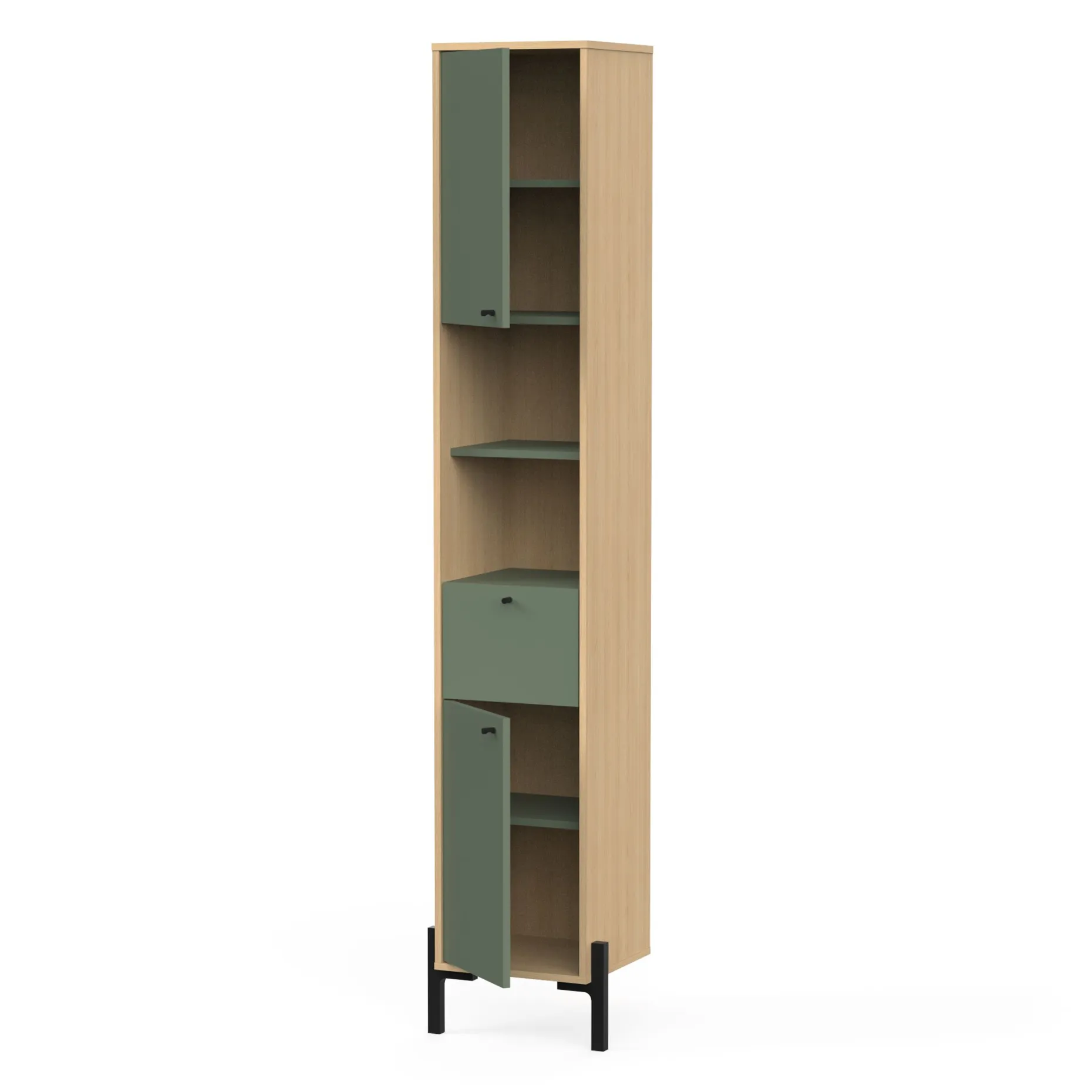 Säulenschrank Elisa - 32,80x39x201,50 cm - Mintgrün/ Spanplatte