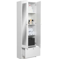 Säulenschrank Fares 59cm mit 2 Türen und 1 Schublade - weiß