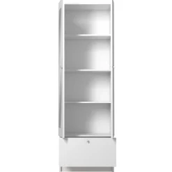 Säulenschrank Fares 59cm mit 2 Türen und 1 Schublade - weiß
