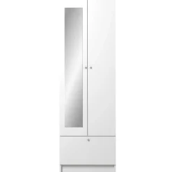 Säulenschrank Fares 59cm mit 2 Türen und 1 Schublade - weiß