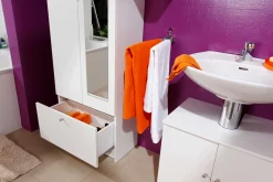 Säulenschrank Fares 59cm mit 2 Türen und 1 Schublade - weiß