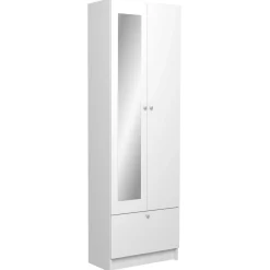 Säulenschrank Fares 59cm mit 2 Türen und 1 Schublade - weiß