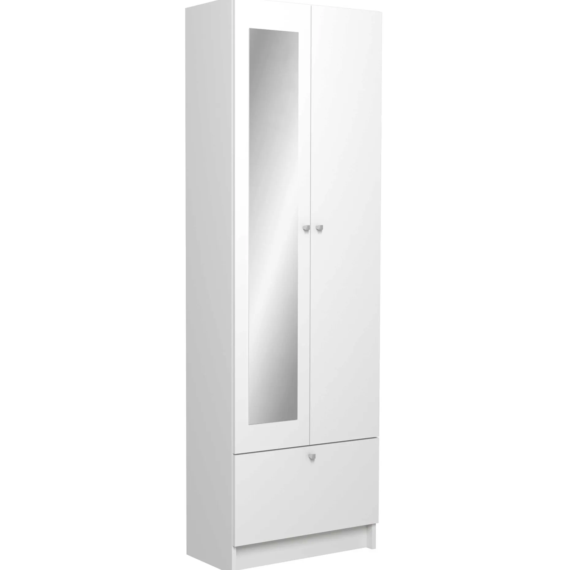 Säulenschrank Fares 59cm mit 2 Türen und 1 Schublade - weiß
