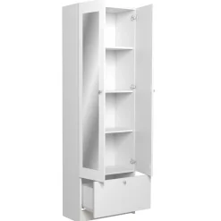 Säulenschrank Fares 59cm mit 2 Türen und 1 Schublade - weiß