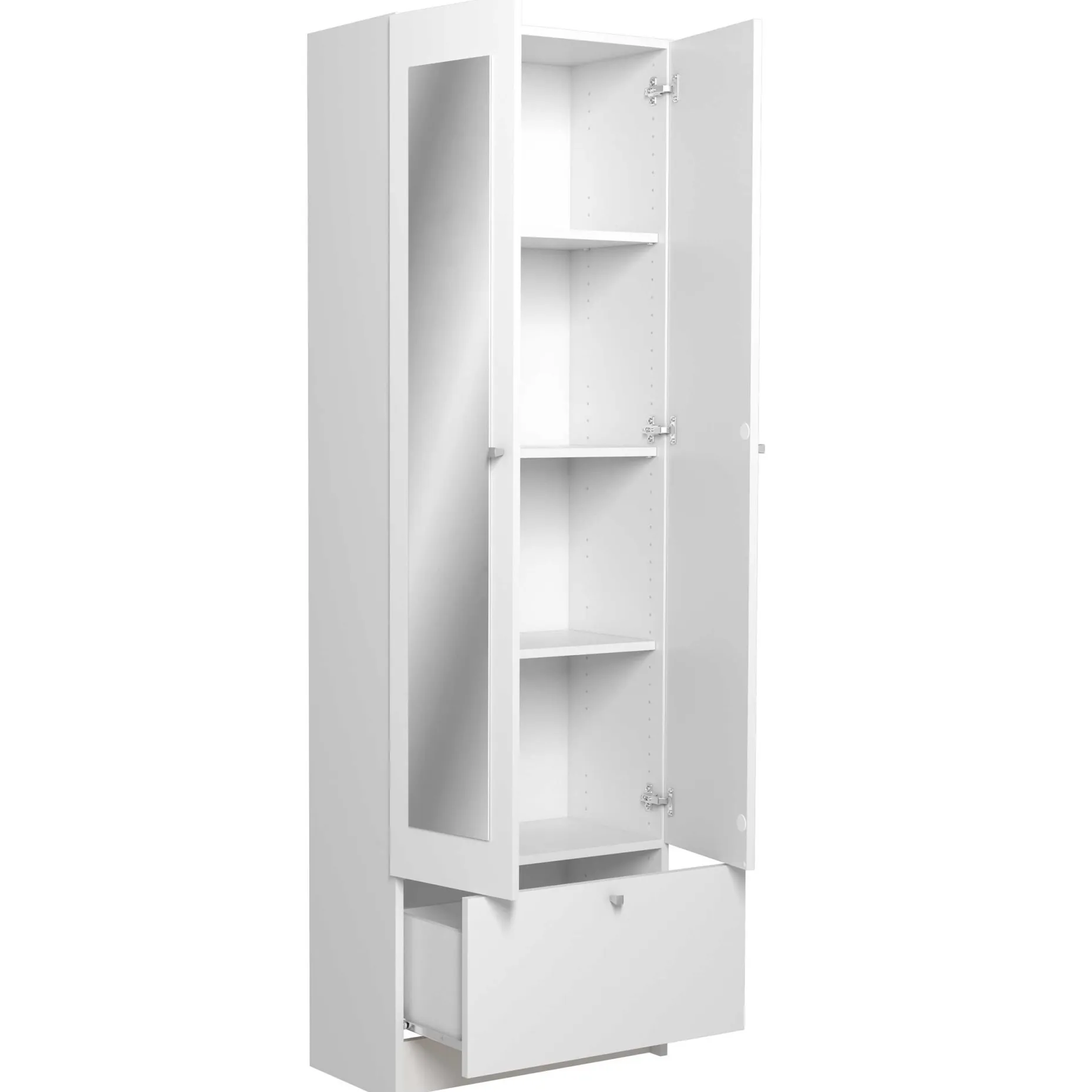 Säulenschrank Fares 59cm mit 2 Türen und 1 Schublade - weiß