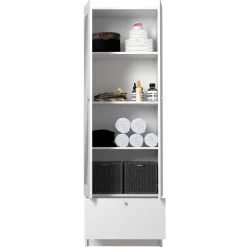 Säulenschrank Fares 59cm mit 2 Türen und 1 Schublade - weiß