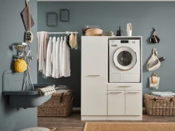 Säulenschrank für Waschmaschine Laundreezy | 50 x 68 x 162 cm | Weiß