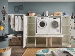 Säulenschrank für Waschmaschine Laundreezy | 50 x 68 x 162 cm | Weiß
