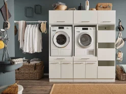 Säulenschrank für Waschmaschine Laundreezy | 50 x 68 x 162 cm | Weiß