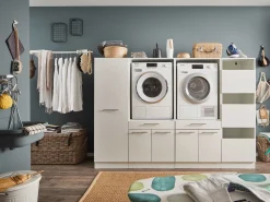 Säulenschrank für Waschmaschine Laundreezy | 50 x 68 x 162 cm | Weiß
