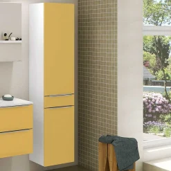 Säulenschrank Hansen 40cm 2 Türen und 1 Schublade - gelb/weiß