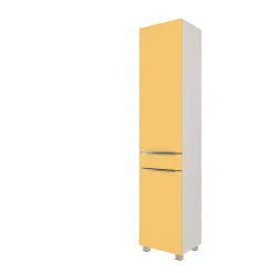 Säulenschrank Hansen 40cm 2 Türen und 1 Schublade - gelb/weiß