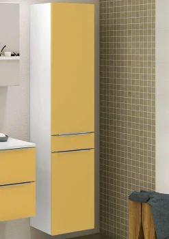 Säulenschrank Hansen 40cm 2 Türen und 1 Schublade - gelb/weiß