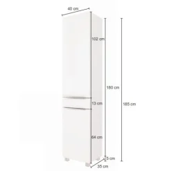 Säulenschrank Hansen 40cm 2 Türen und 1 Schublade - gelb/weiß