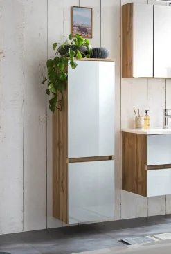 Säulenschrank Helina 40cm 2 Türen - Eiche/Weiß