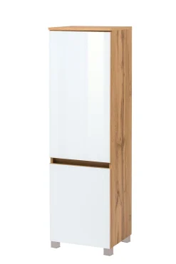 Säulenschrank Helina 40cm 2 Türen - Eiche/Weiß