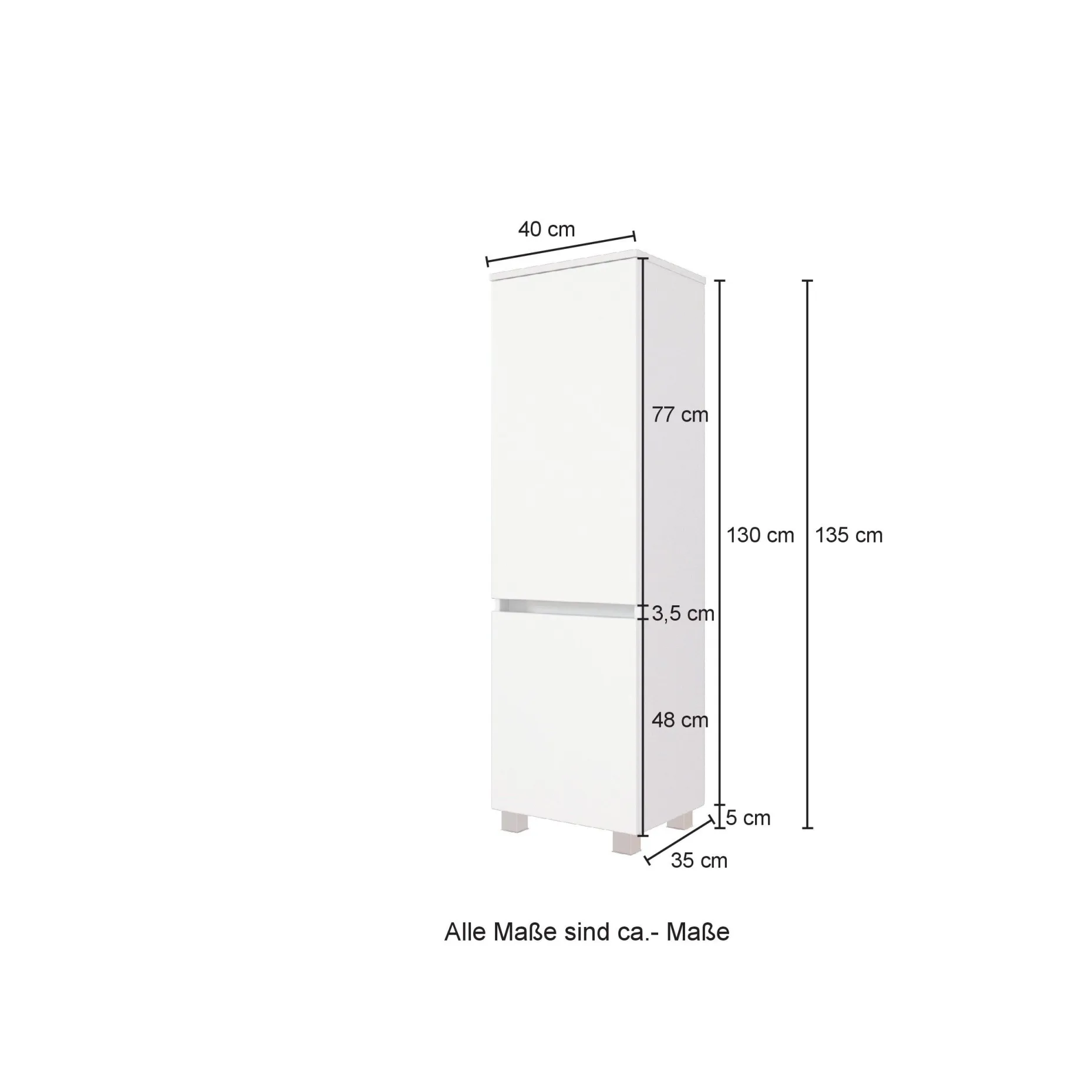 Säulenschrank Helina 40cm 2 Türen - Eiche/grau