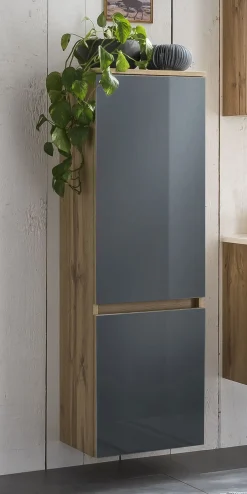 Säulenschrank Helina 40cm 2 Türen - Eiche/grau