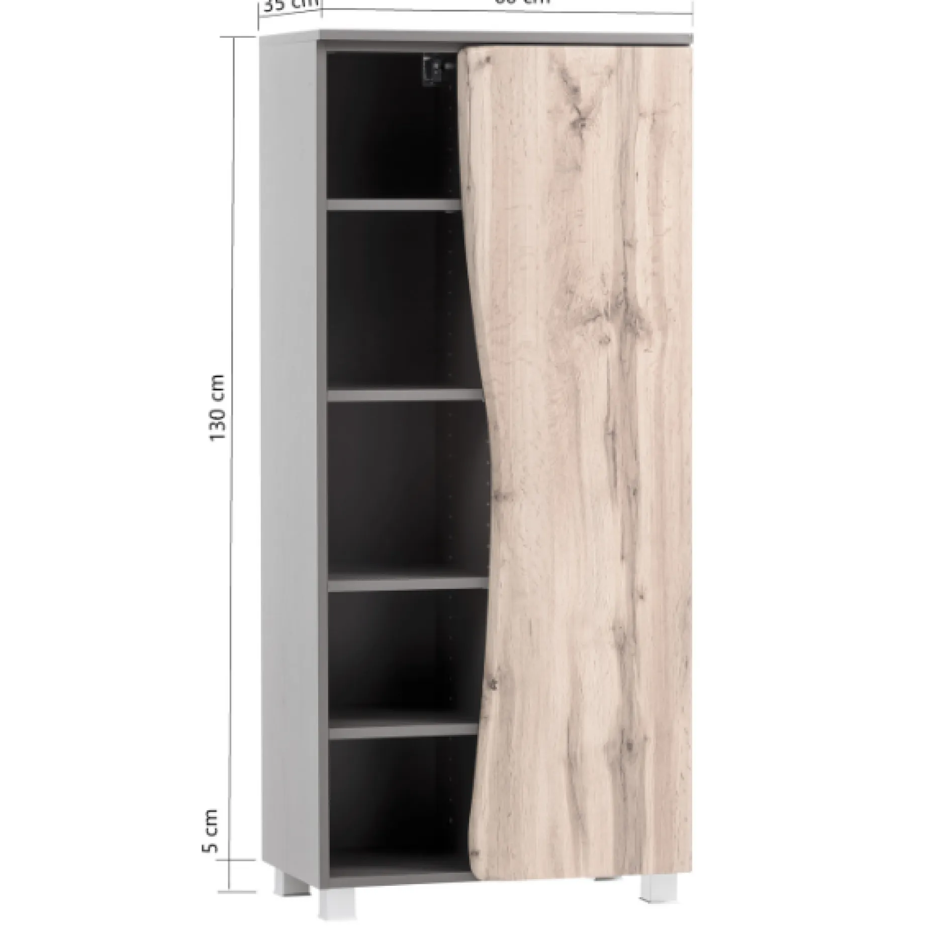 Säulenschrank Karan 60cm 1 Tür - Eiche