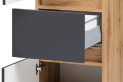 Säulenschrank Kornel/Luna 40cm 2 Türen und 1 Schublade - Eiche/mattgrau