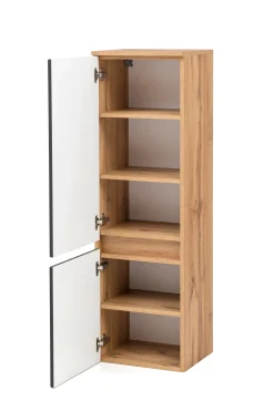 Säulenschrank Kornel/Luna 40cm 2 Türen - Eiche/mattgrau