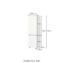 Säulenschrank Kornel/Luna 40cm 2 Türen - Eiche/mattgrau