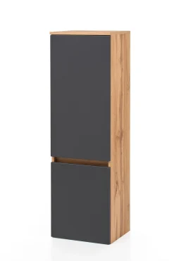 Säulenschrank Kornel/Luna 40cm 2 Türen - Eiche/mattgrau