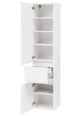 Säulenschrank Kornel/Pisca 40cm 2 Türen und 1 Schublade - weiß