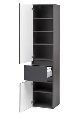Säulenschrank Kornel/Pisca 40cm 2 Türen und 1 Schublade - graphitgrau