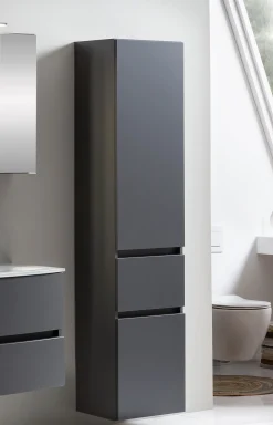 Säulenschrank Kornel/Pisca 40cm 2 Türen und 1 Schublade - graphitgrau