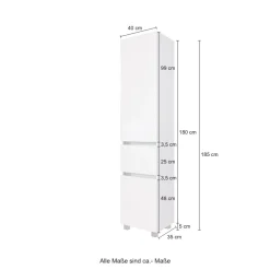 Säulenschrank Kornel/Pisca 40cm 2 Türen und 1 Schublade - graphitgrau