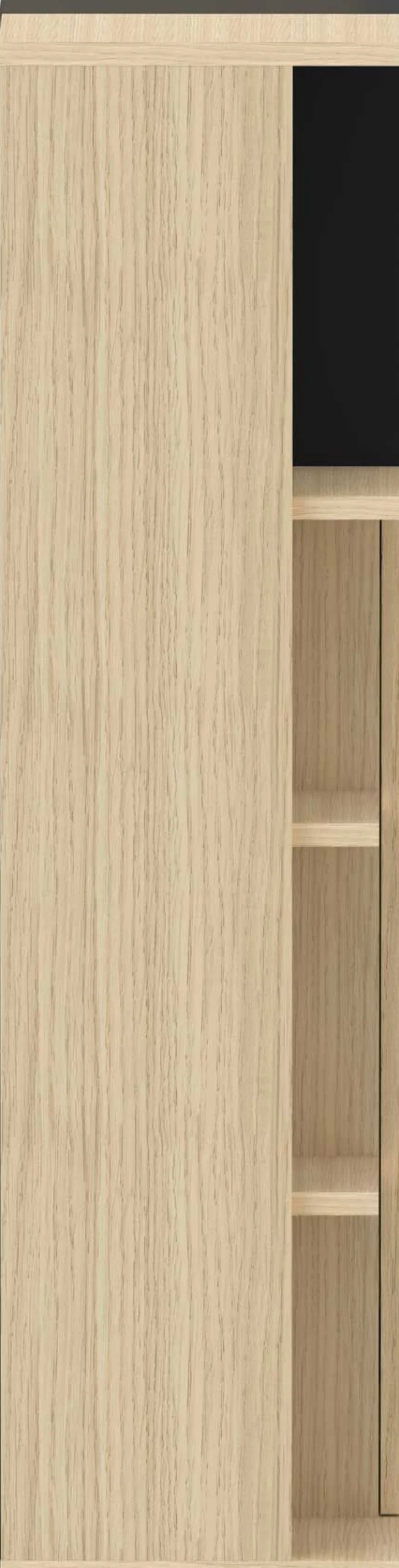 Säulenschrank Kuba 5 Fachböden, 1 Drehtür - Eiche hell/schwarz