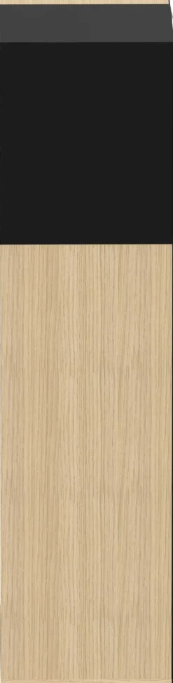 Säulenschrank Kuba 5 Fachböden, 1 Drehtür - Eiche hell/schwarz