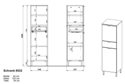 Säulenschrank Mauro mit 2 Türen und Schublade - Eiche/Weiß
