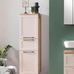 Säulenschrank Meran | 40 x 35 x 130 cm | Wandmontierbar | Farbe Kaschmir
